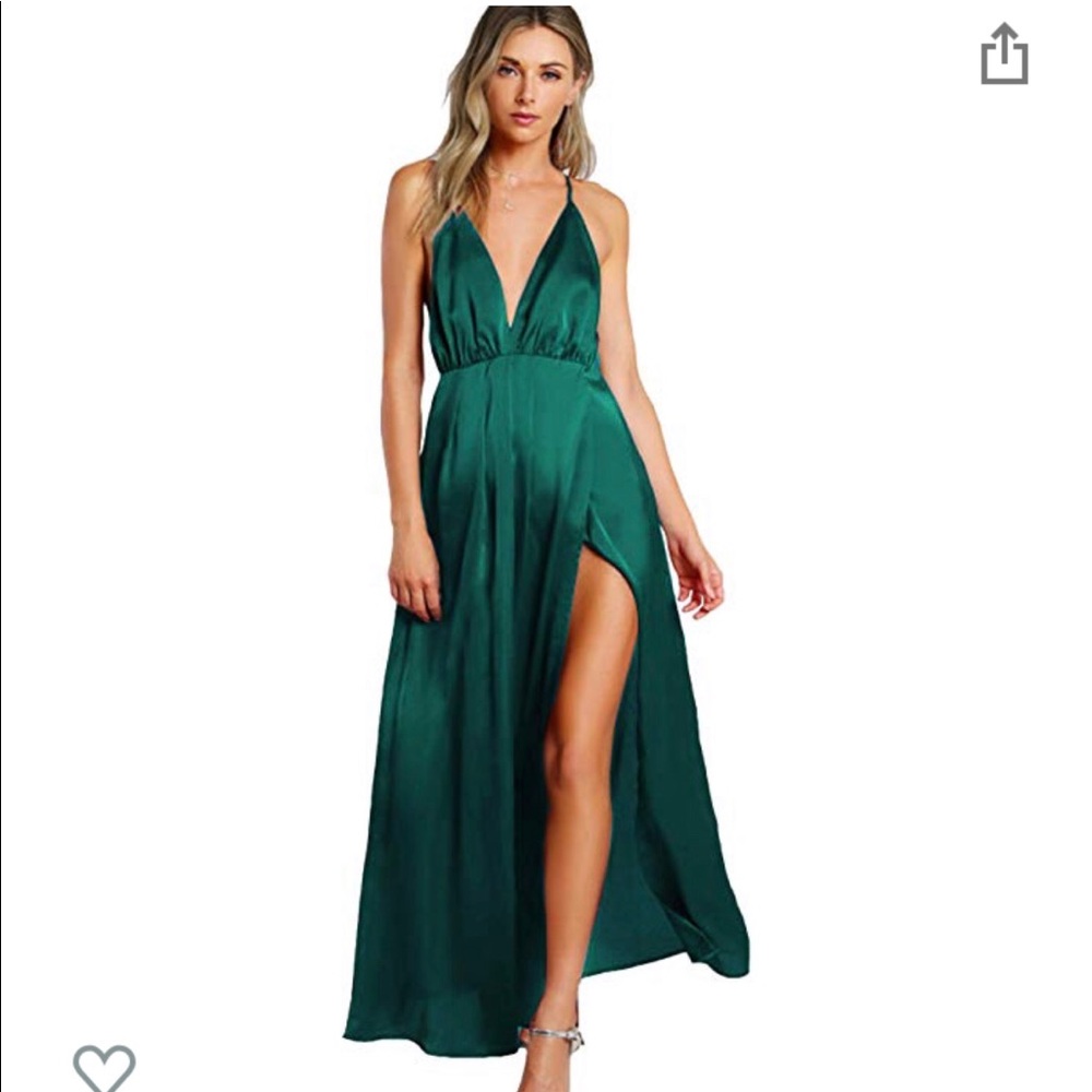 Womens Satin V neck dress